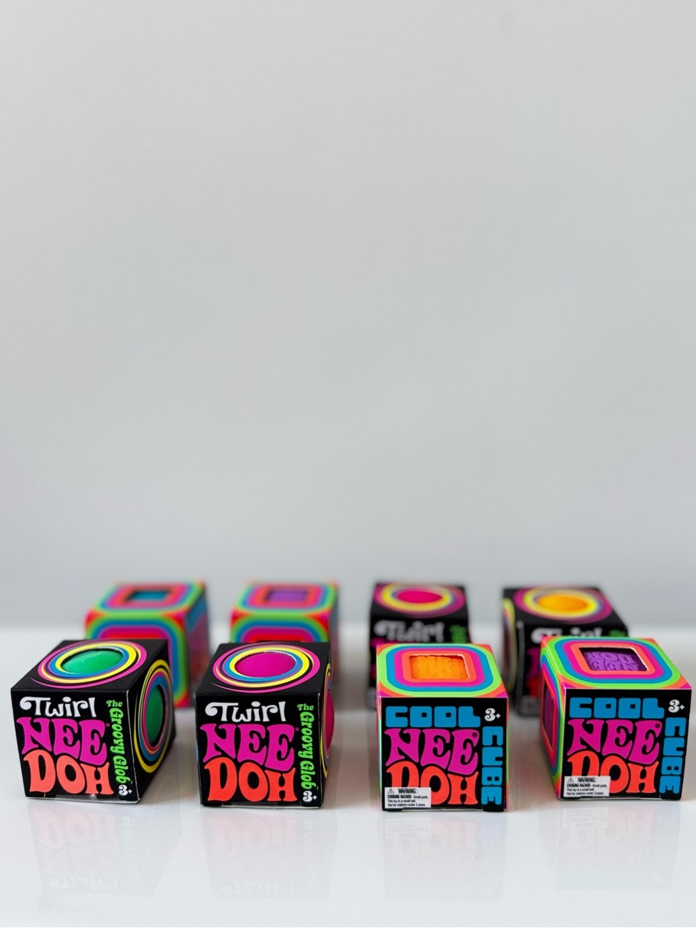 Schylling NeeDoh Cool Cube & Twirl Groovy Glob 2 Pack Sensory Fidget Stress Toy - Picture 6 of 6